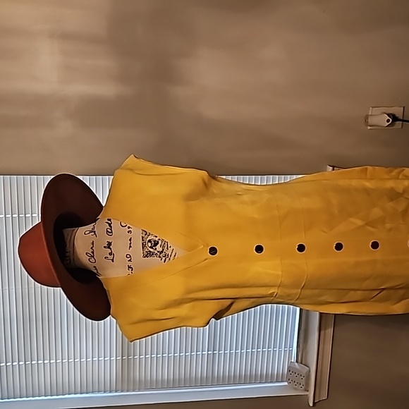 New York & Company Yellow Sleeveless Dress w/Buttons XL - Picture 3 of 16